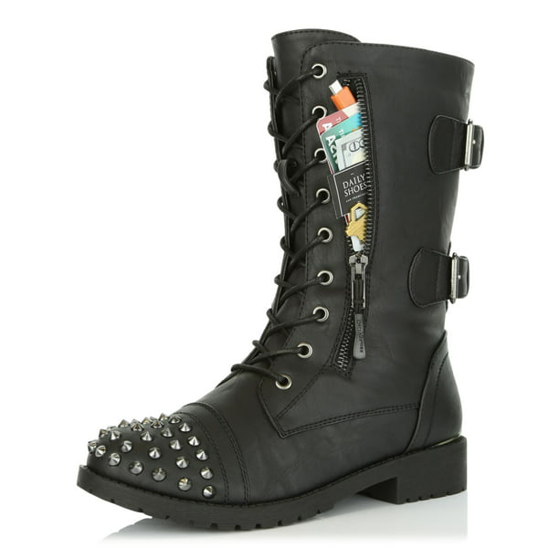 WOMENS LADIES SPIKE STUDS ANKLE BOOTS BIKER LACE UP ZIP PUNK WOMEN ANKLE SHOES